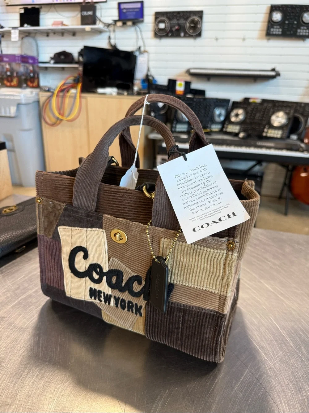 Coach Patchwork Corduroy Tote Bag in Brown Multi RARE LIMITED edition purse